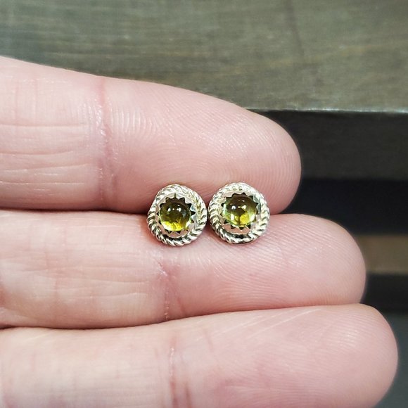 Jewelry - 925 Sterling Silver Very Small Uncut Citrine Stud Earrings